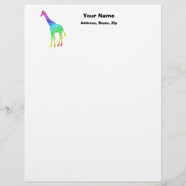 Colourful Giraffe Letterhead Design (Front)