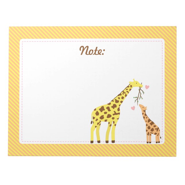 Colourful Giraffe Mummy and Baby Calf For Kids Notepad (Front)