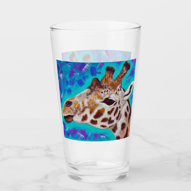 Colourful Giraffe Painting Glass (Front)