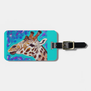 Colourful Giraffe Painting Luggage Tag
