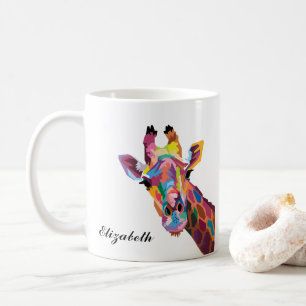 Colourful Giraffe Pop Art Personalised Coffee Mug