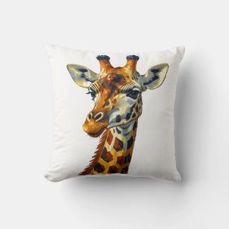 Colourful Giraffe Portrait Oil Painting Art Cushion