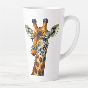 Colourful Giraffe Portrait Oil Painting Art Latte Mug