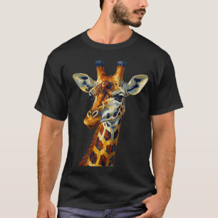Colourful Giraffe Portrait Oil Painting Art T-Shirt