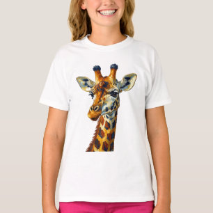 Colourful Giraffe Portrait Oil Painting Art T-Shirt