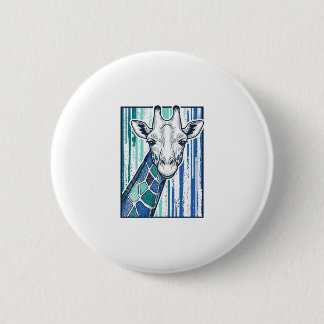 Colourful Giraffe Portrait Vintage Engraving Vecto 6 Cm Round Badge