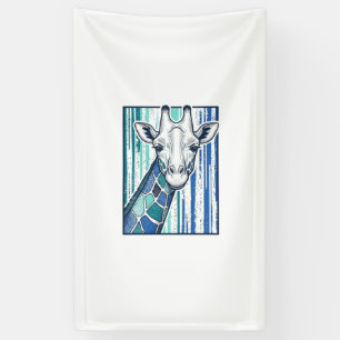 Colourful Giraffe Portrait Vintage Engraving Vecto Banner