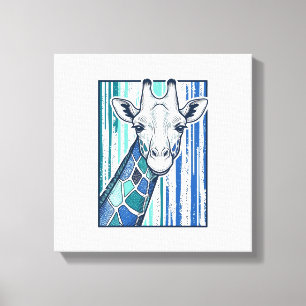 Colourful Giraffe Portrait Vintage Engraving Vecto Canvas Print