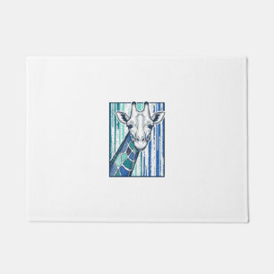 Colourful Giraffe Portrait Vintage Engraving Vecto Doormat