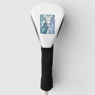 Colourful Giraffe Portrait Vintage Engraving Vecto Golf Head Cover