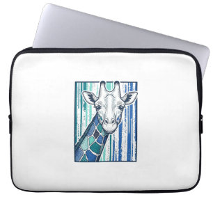 Colourful Giraffe Portrait Vintage Engraving Vecto Laptop Sleeve
