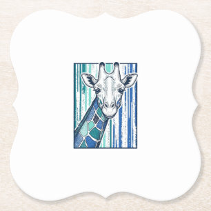 Colourful Giraffe Portrait Vintage Engraving Vecto Paper Coaster
