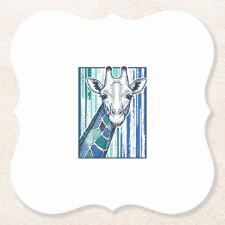 Colourful Giraffe Portrait Vintage Engraving Vecto Paper Coaster