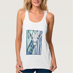 Colourful Giraffe Portrait Vintage Engraving Vecto Singlet
