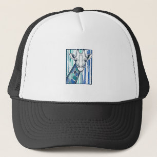 Colourful Giraffe Portrait Vintage Engraving Vecto Trucker Hat