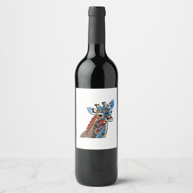 Colourful giraffe wine label (Front)