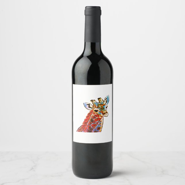 Colourful giraffe wine label (Front)