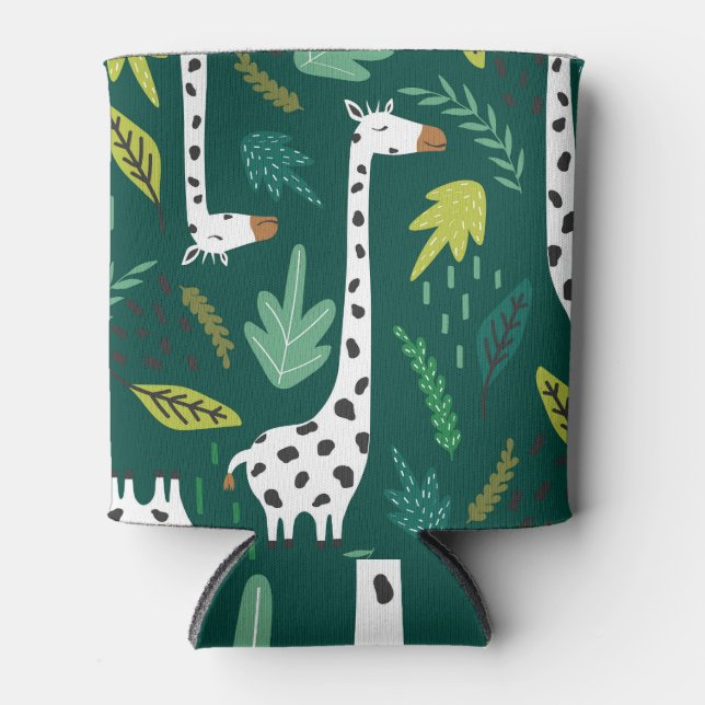 Colourful Giraffes: Decorative Animal Pattern. Can Cooler (Front)