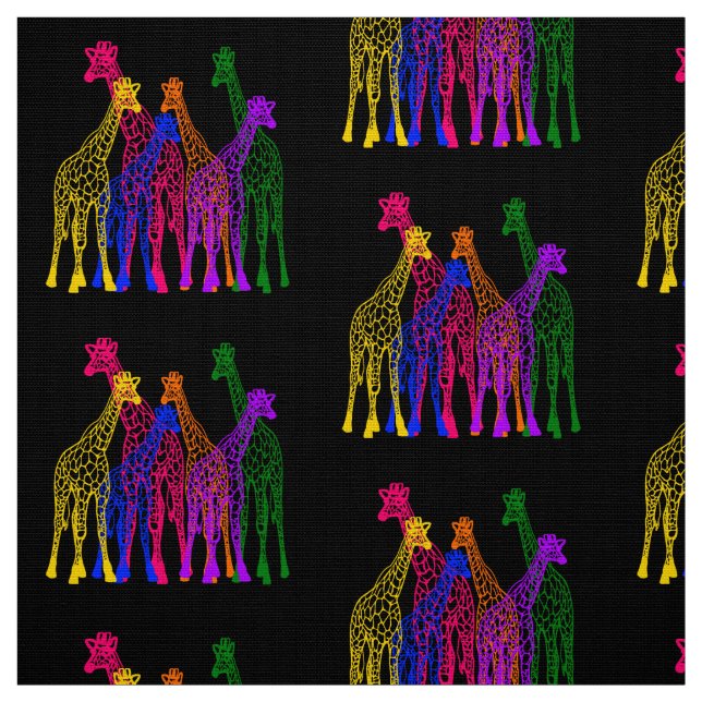 Colourful Giraffes Fabric (Swatch)