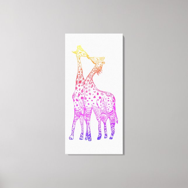Colourful Giraffes Graphic Art DrawingCanvas Print (Front)