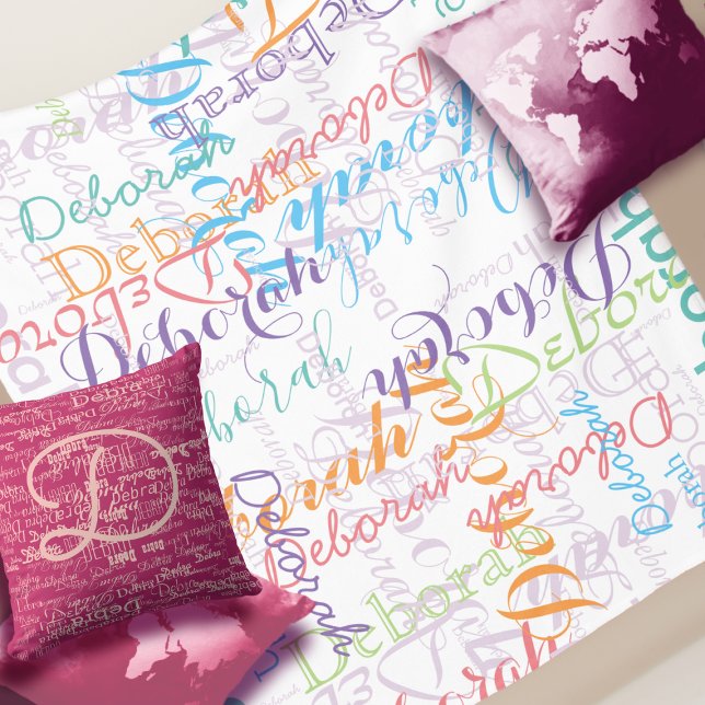 Colourful Girl Name Pattern Fleece Blanket (Creator Uploaded)