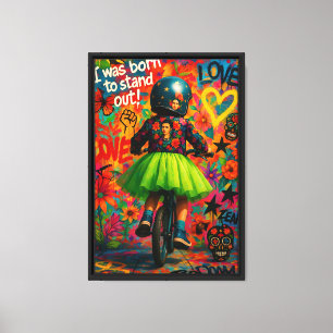 Colourful Girl Power Canvas Wall Art with Frida