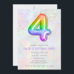 Colourful Girl's 4th Birthday Balloon Party Invitation<br><div class="desc">Cute birthday party invitations for your little girl's 4th birthday. Customise with your party details.</div>