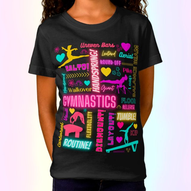 Colourful Girls Gymnastics Glossary Typography  T- T-Shirt (Creator Uploaded)