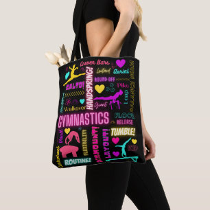 Colourful Girls Gymnastics Glossary Typography Tote Bag