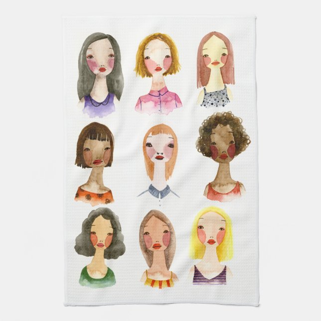 Colourful Girls Kitchen Towel (Vertical)