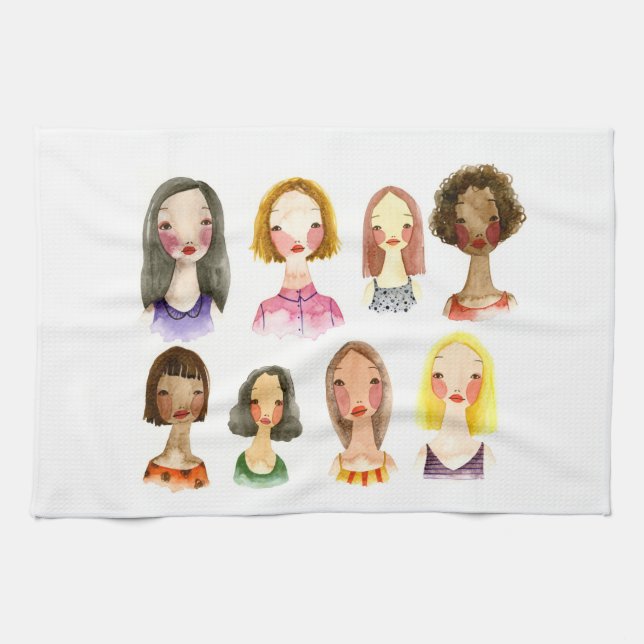 Colourful Girls Kitchen Towel (Horizontal)