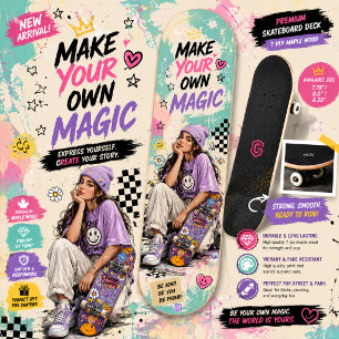 Colourful Girls Skateboard Design   Cute Street Ar
