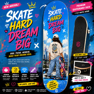 Colourful Girls Skateboard Design with Urban Stree