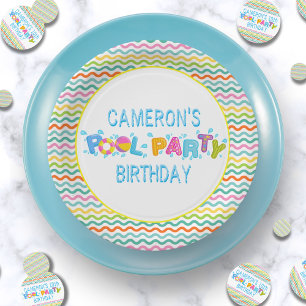 Colourful Girls Splash Pool Party Birthday Paper Plate