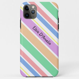 Colourful Girly Diagonal Stripe Personalised Case-Mate iPhone Case