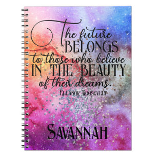 Colourful Girly Dreams Inspirational Quote for Her Notebook