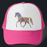 Colourful Girly Fantasy Horse Trucker Hat<br><div class="desc">Beautiful rainbow colours on this fantasy horse with swirling stripes.</div>