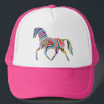 Colourful Girly Fantasy Horse Trucker Hat<br><div class="desc">Beautiful rainbow colours on this fantasy horse with swirling stripes.</div>