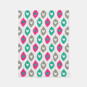 Colourful Girly Hearts Pattern Fleece Blanket