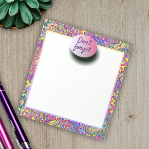 Colourful Girly Hip Doodles Fantasy Don't Forget Notepad
