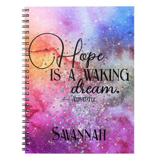 Colourful Girly Hope Inspirational Quote for Her Notebook (Front)