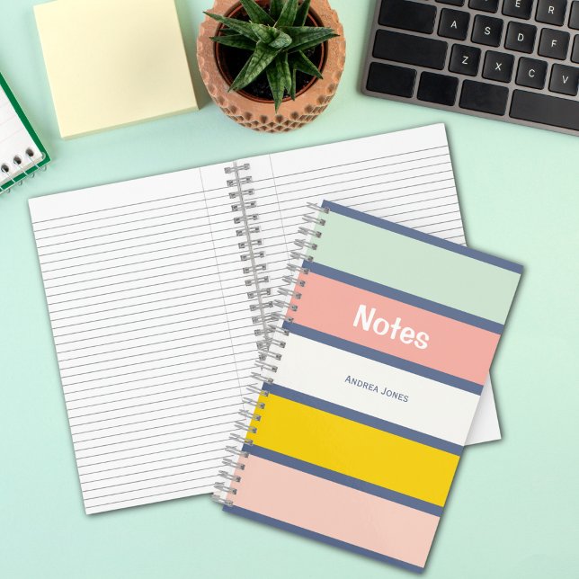 Colourful Girly Pastel Monogrammed Full Name Notes Notebook (Creator Uploaded)