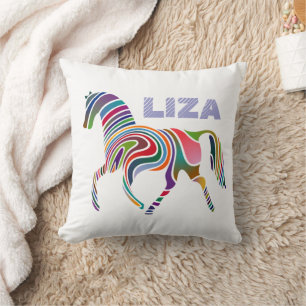 Colourful Girly Personalised Fantasy Horse Cushion