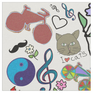 colourful girly stamp fabric