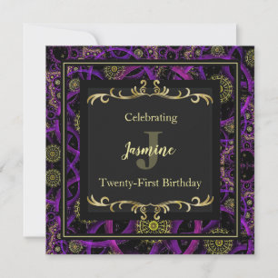 Colourful Glam Gold Birthday Invitation