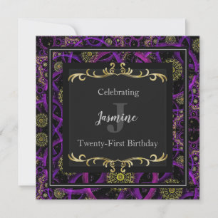Colourful Glam Gold Birthday Invitation