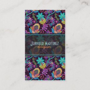 Colourful Glass Beads Look Retro Floral Design Business Card