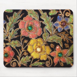 Colourful Glass Beads Vintage Floral Design Mouse Pad