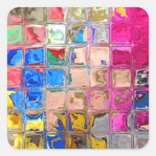 Colourful glass blocks texture square sticker