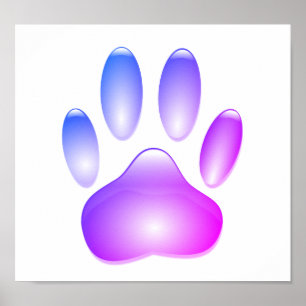 Colourful Glass Dog Paw Print